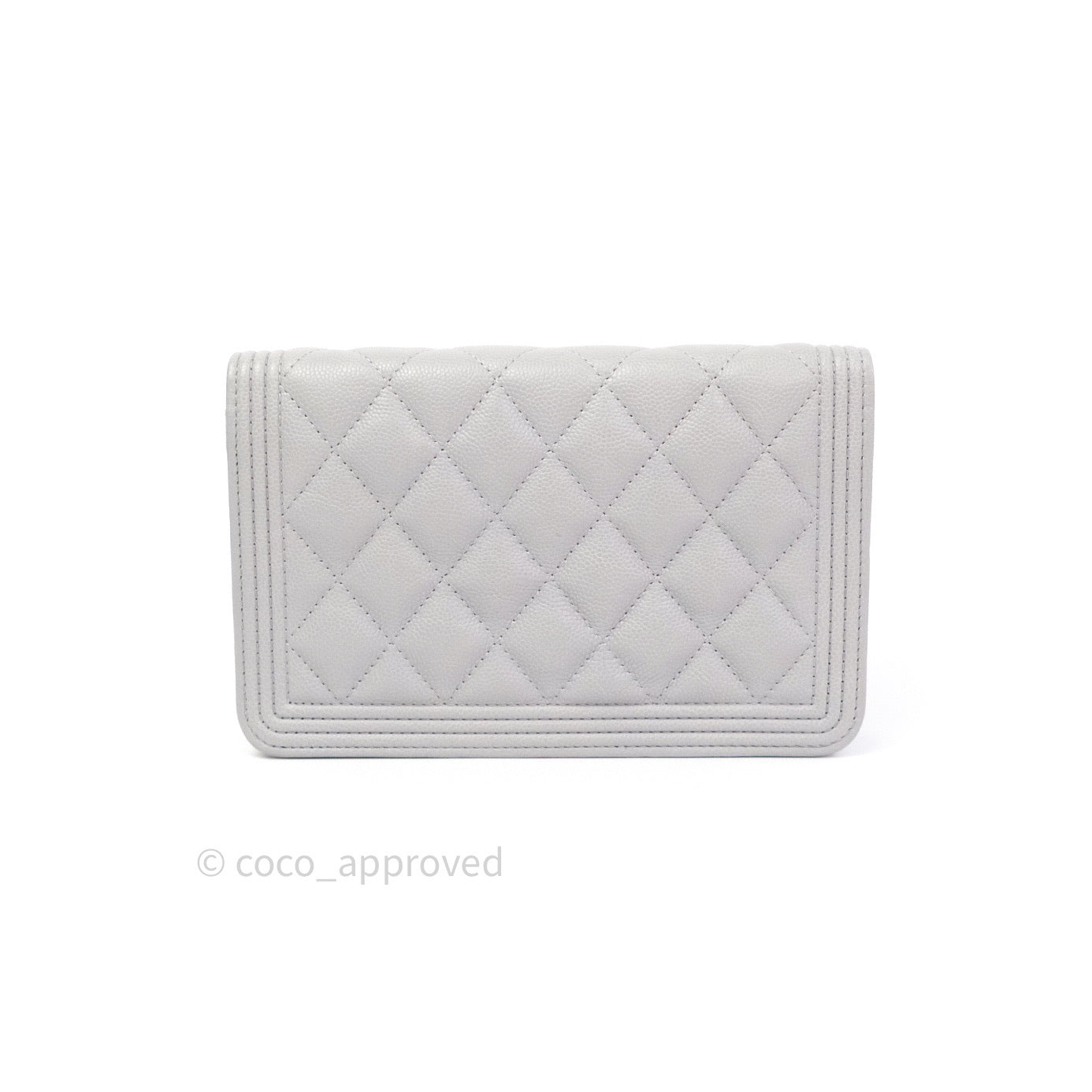 Chanel Quilted Boy Wallet on Chain WOC Grey Caviar Gold Hardware