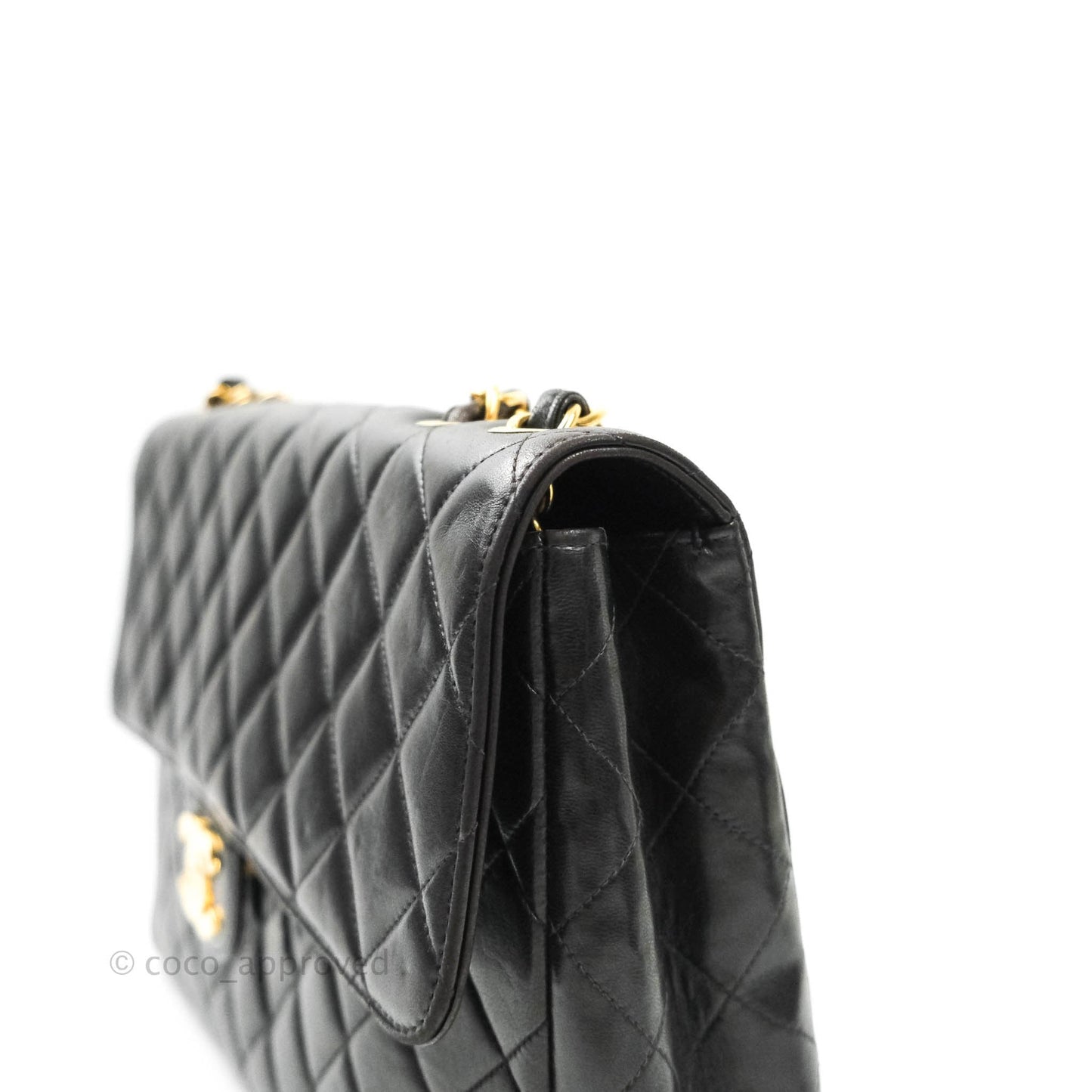 Chanel Vintage XL Jumbo Single Flap Black Lambskin 24K Gold Hardware