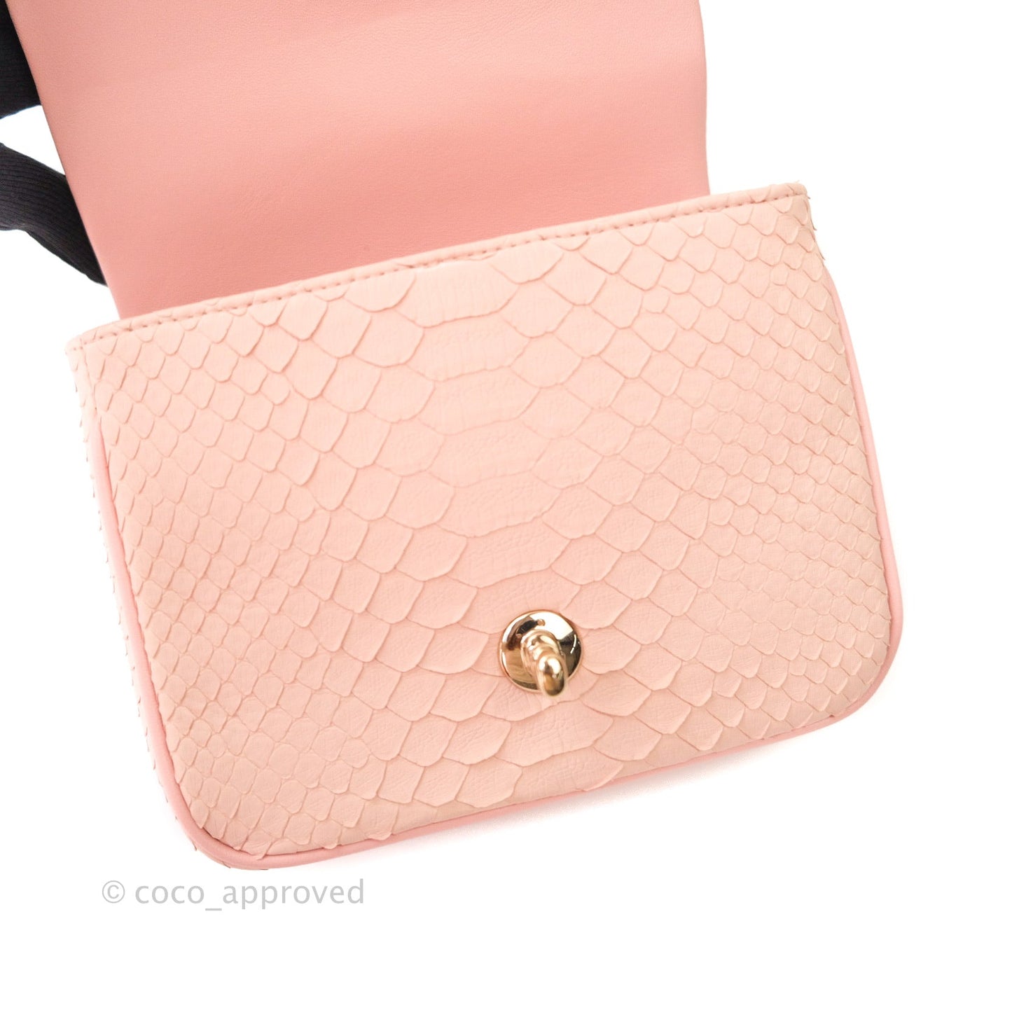 Chanel Small Handle Flap Bag Pink Python Gold Hardware