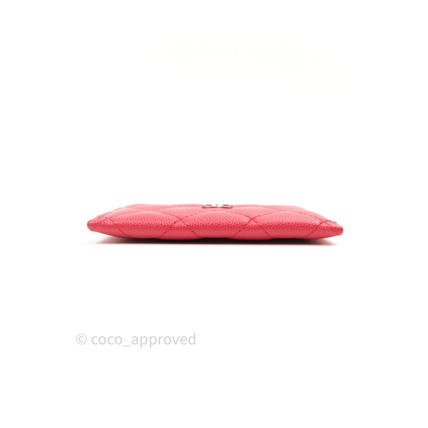 Chanel Quilted Classic Pink Caviar Silver Hardware Flat Card Holder