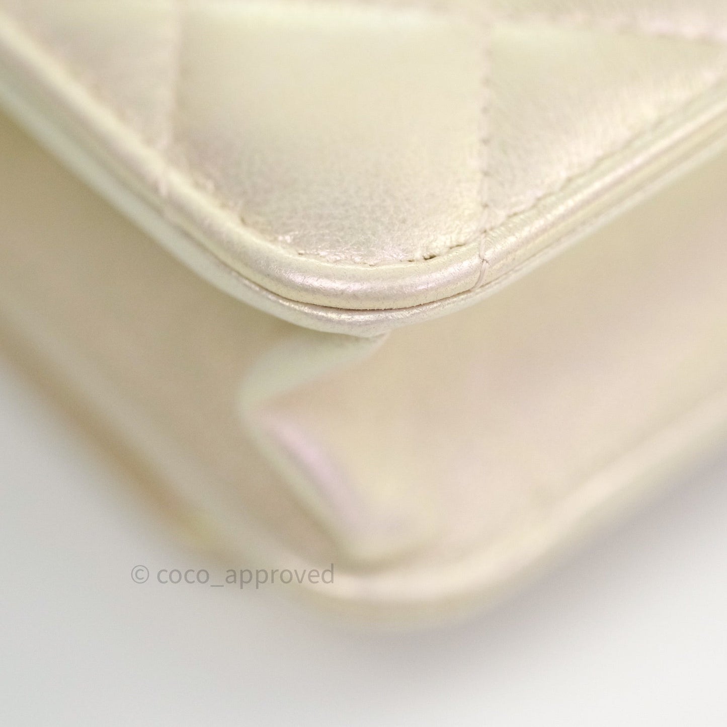 Chanel Quilted Wallet on Chain WOC Iridescent Ivory Gold Hardware 20A