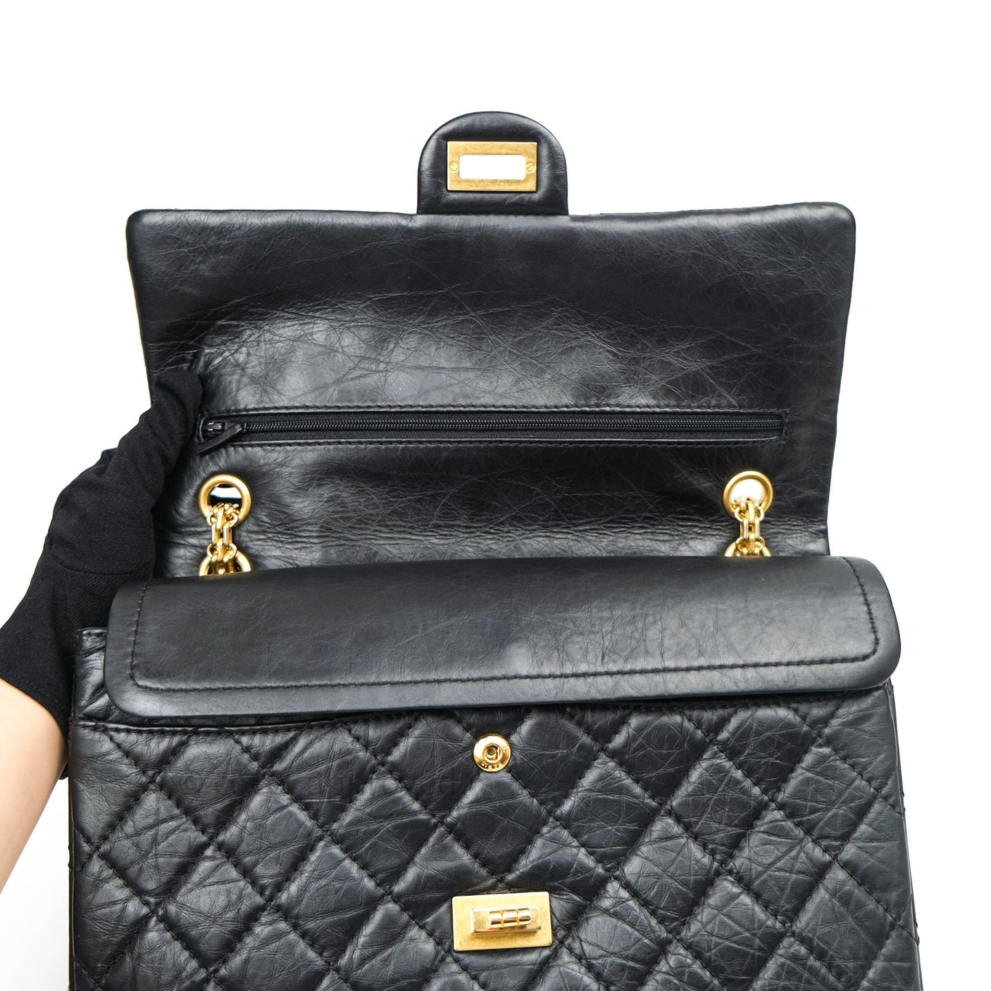 Chanel Reissue Quilted Aged Calfskin Black Gold Hardware 226