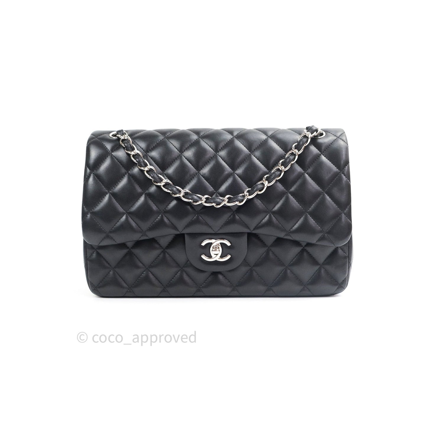 Chanel Jumbo Double Flap Black Lambskin Silver Hardware⁣⁣
