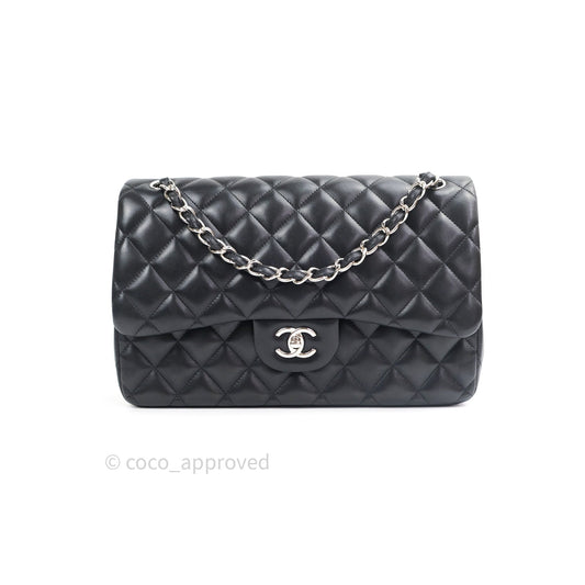 Chanel Jumbo Double Flap Black Lambskin Silver Hardware⁣⁣