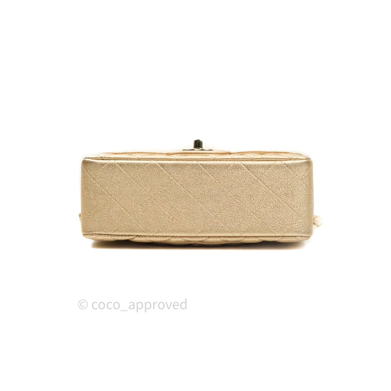 Chanel Quilted Mini Rectangular Iridescent Gold Lambskin Gold Hardware