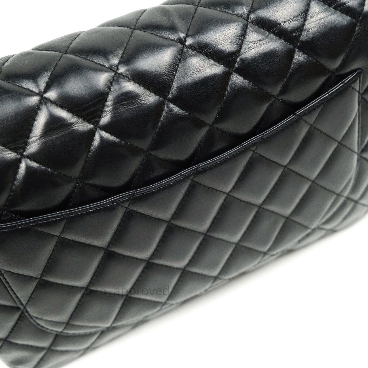 Chanel Classic Quilted Jumbo Single Flap Black Lambskin Silver Hardware⁣⁣
