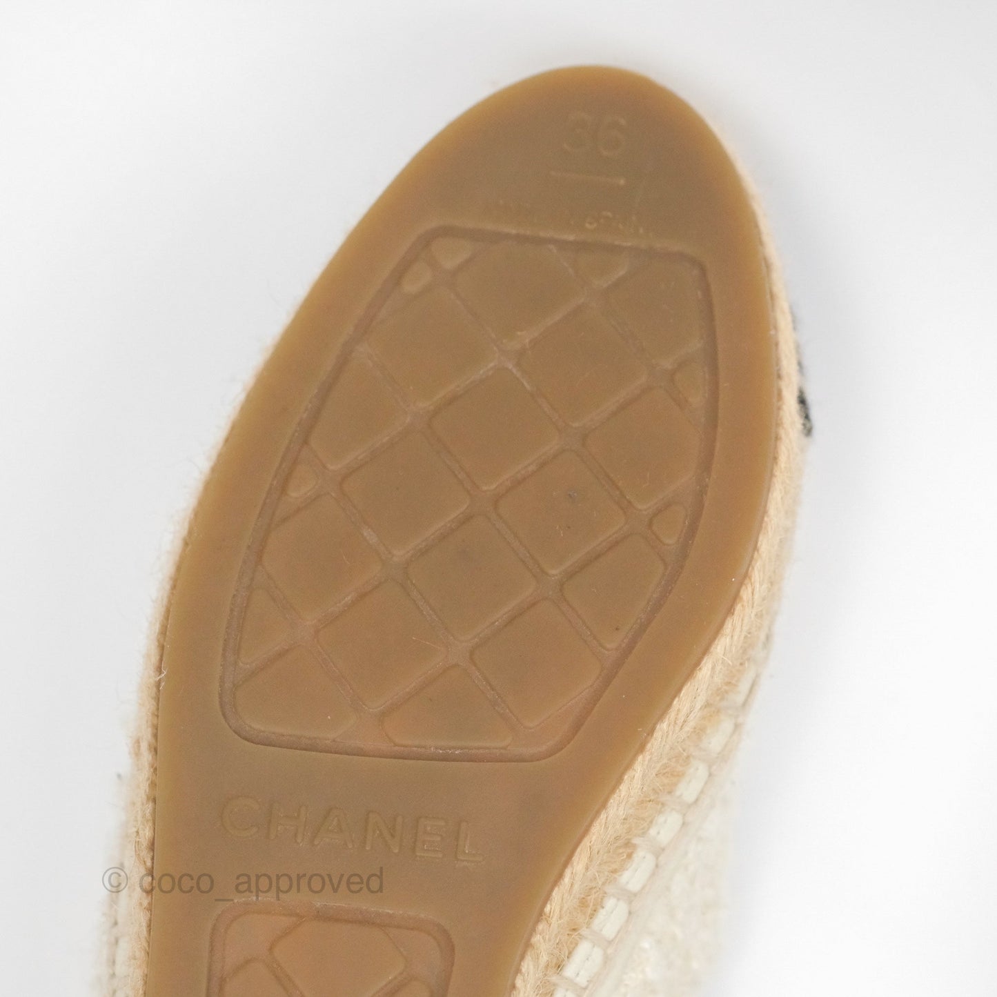 Chanel CC Espadrille Black White Tweed Size 36