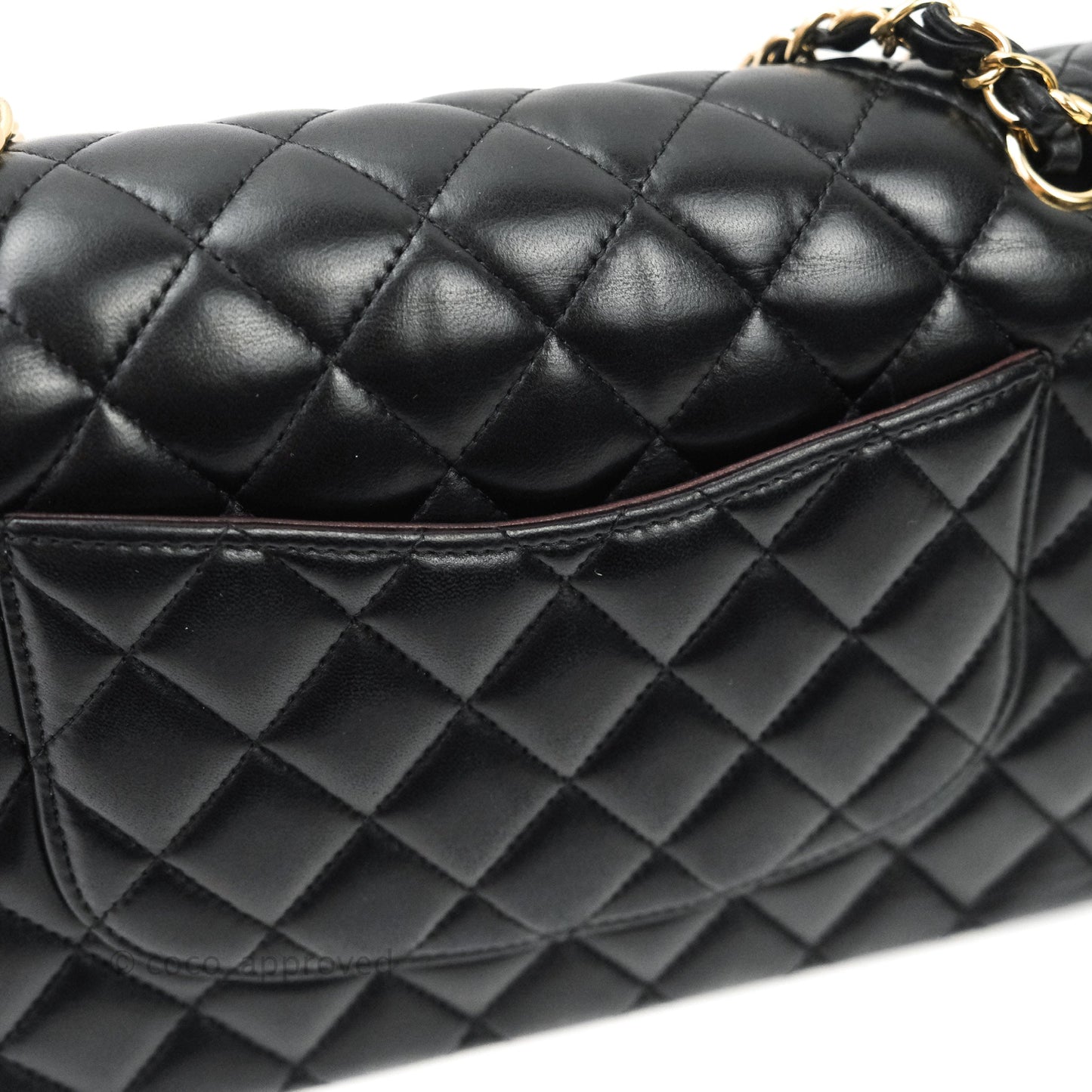 Chanel Classic M/L Medium Double Flap Bag Black Lambskin Gold Hardware