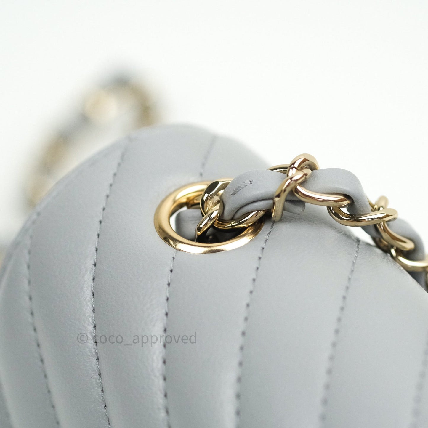 Chanel Quilted Mini Rectangular Grey Lambskin Gold Hardware