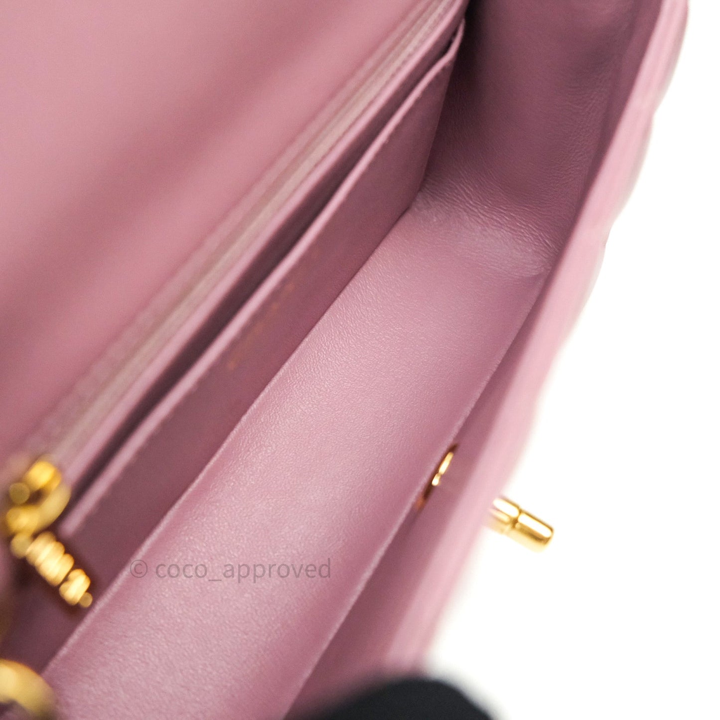 Chanel Quilted Mini Rectangular Pink Lambskin Gold Hardware