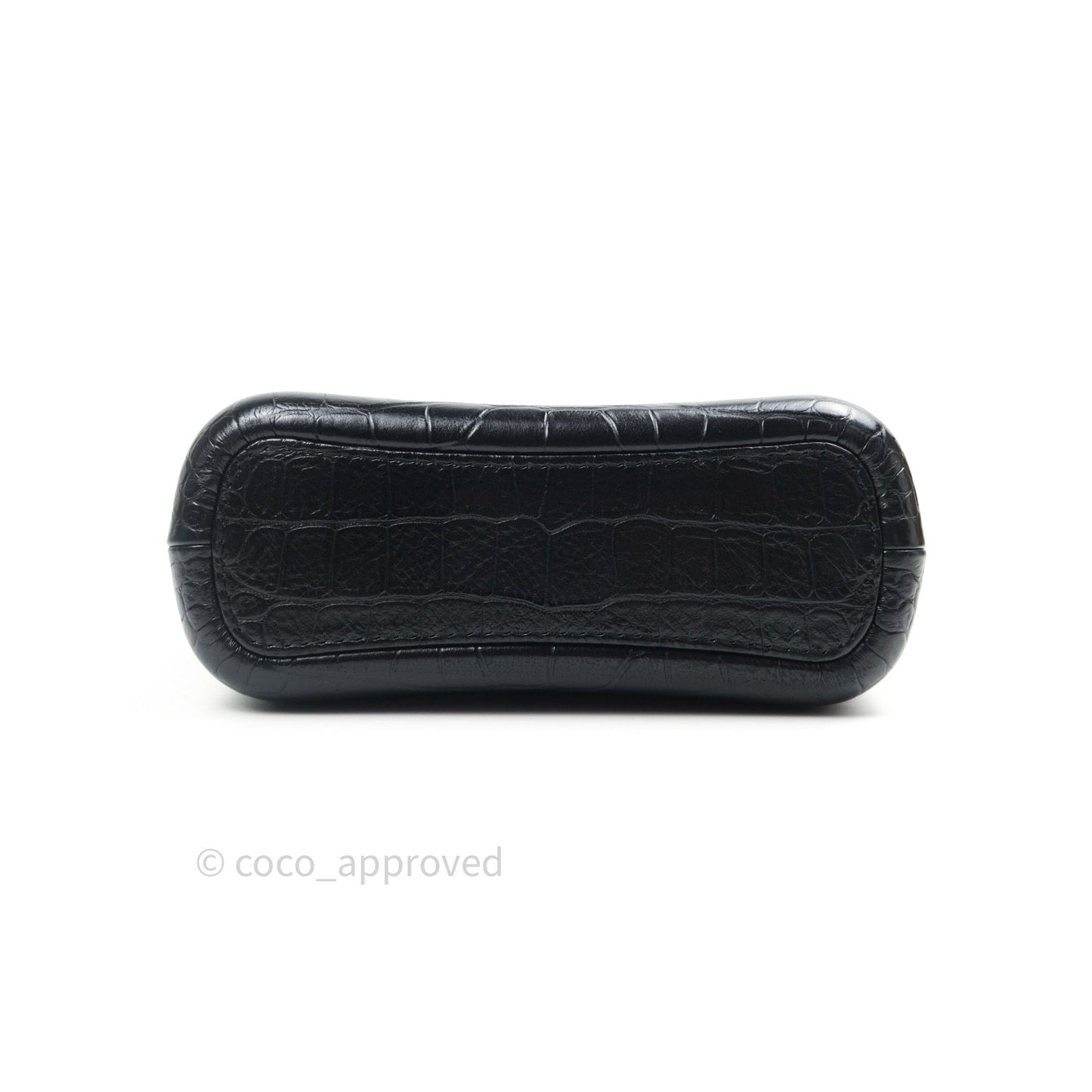 Chanel Crocodile Embossed Calfskin Small Gabrielle Cocodile Hobo Black