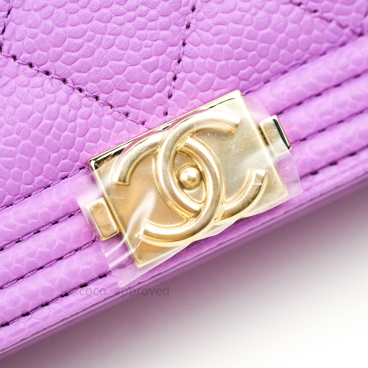 Chanel Quilted Boy Wallet on Chain WOC Purple Caviar Gold Hardware