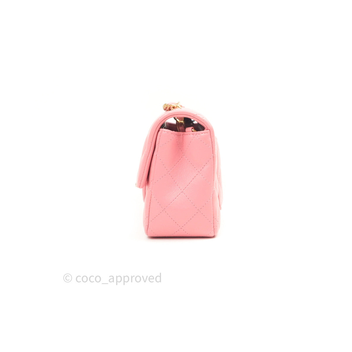 Chanel Quilted Mini Rectangular Pink Lambskin Gold Hardware
