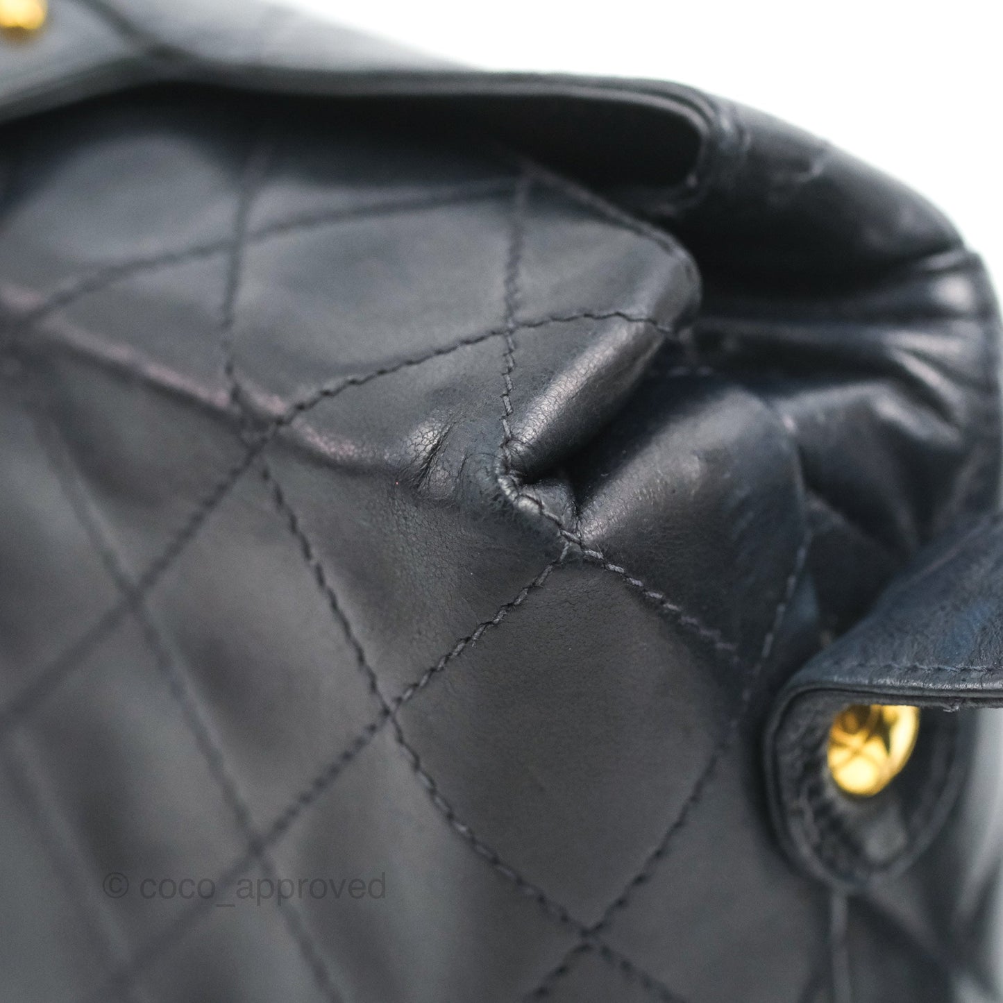 Chanel Vintage CC Box Shoulder Bag Navy Lambskin Gold Hardware