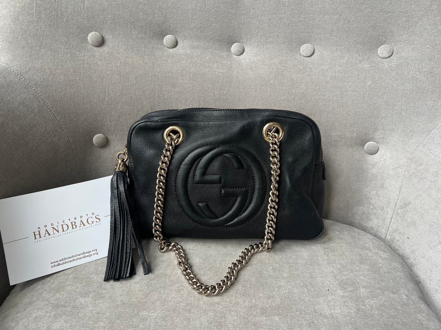 Luxury Gucci Trending 2025 Black Small Soho Chain Tote