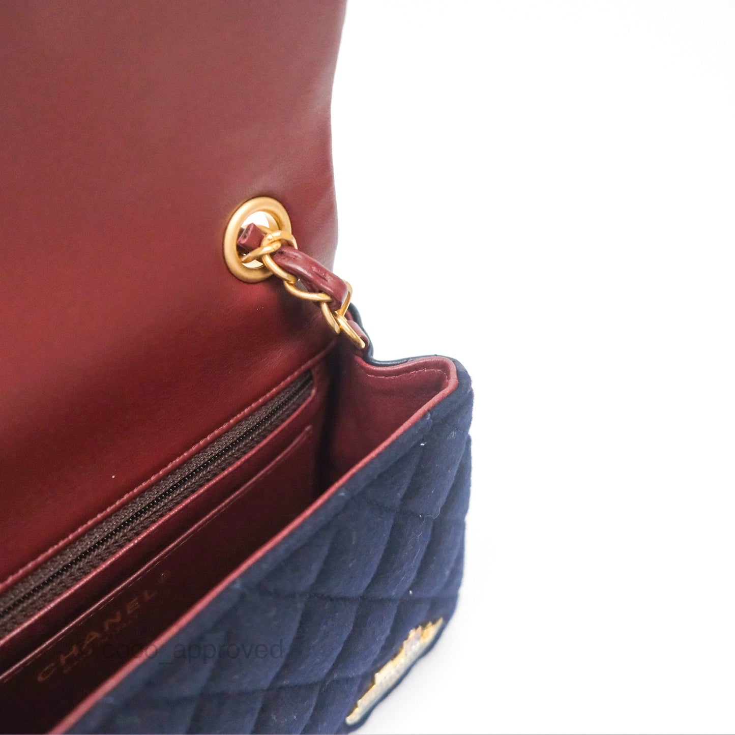 Chanel Paris Hamburg Charms Mini Rectangular Flap Navy Wool Lambskin