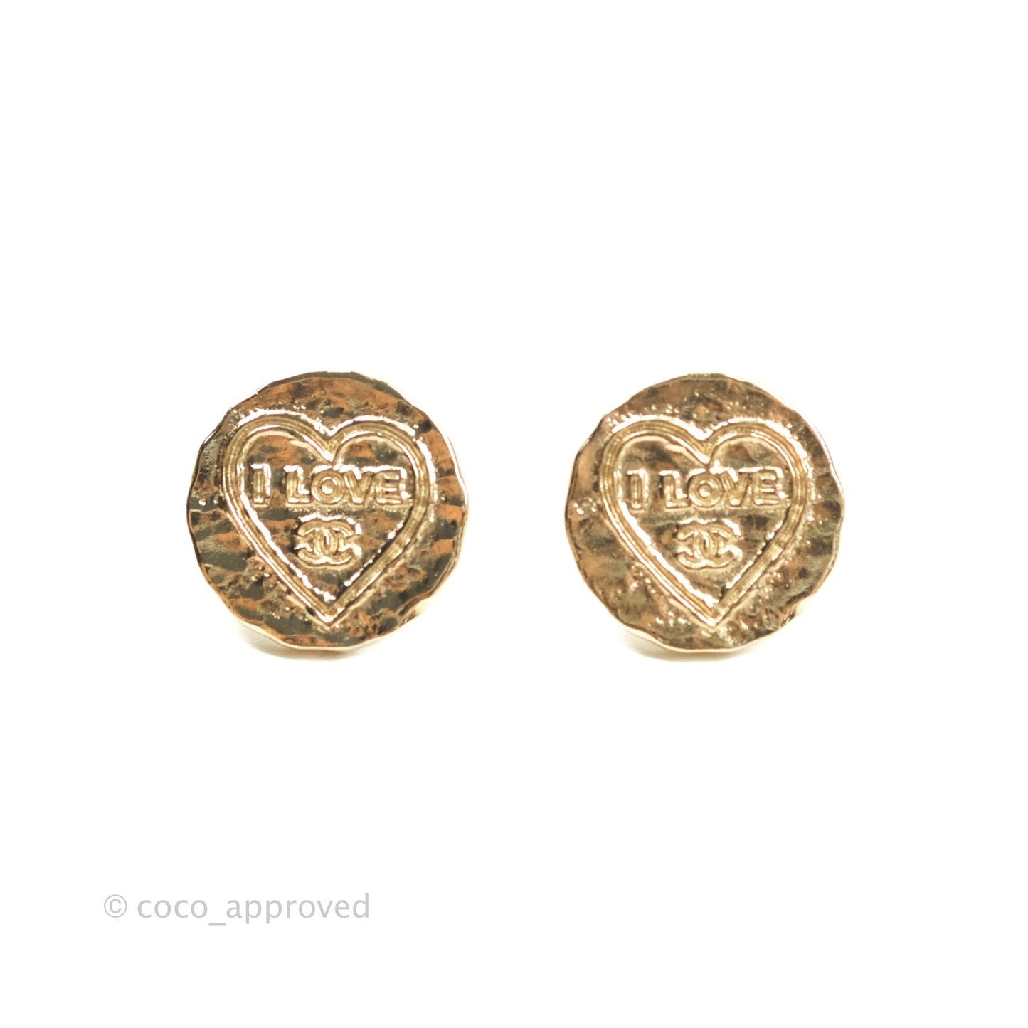 Chanel 'I love CC' earrings Gold Tone 19S