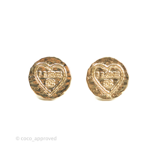Chanel 'I love CC' earrings Gold Tone 19S