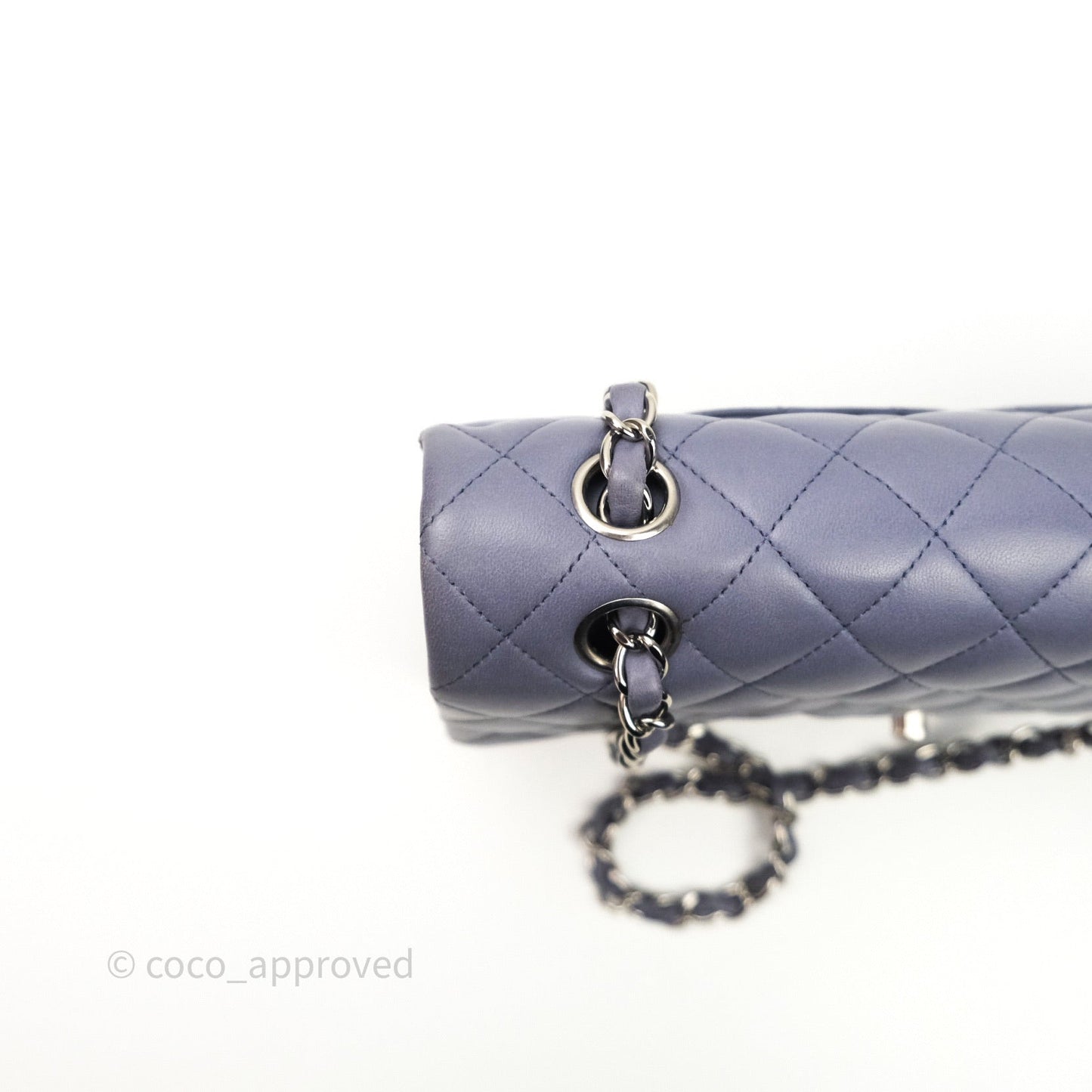 Chanel Classic M/L Medium Double Flap Lavender Blue Silver Hardware
