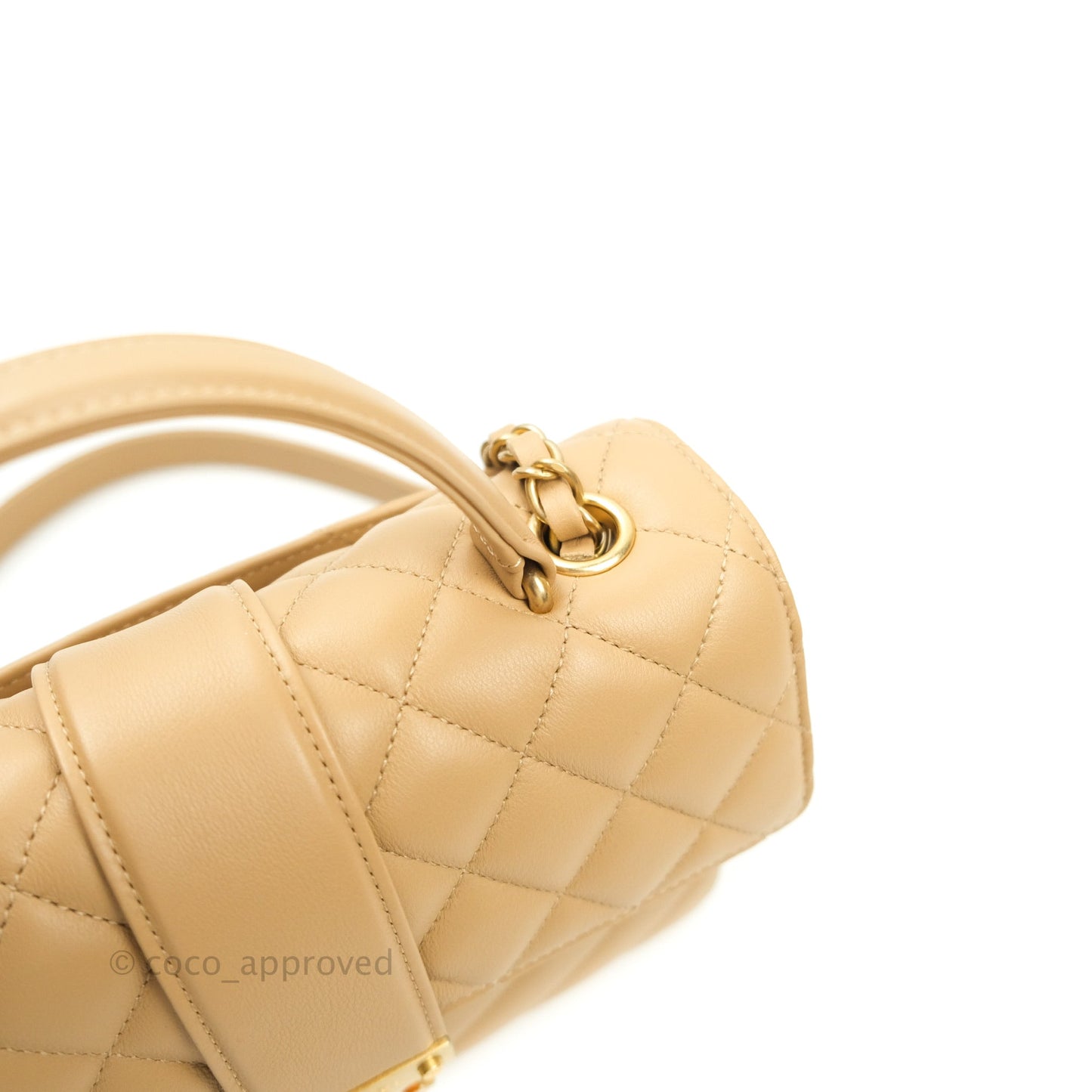 Chanel Quilted Chevron In The City Bag Beige Calfskin Aged Gold Hardware