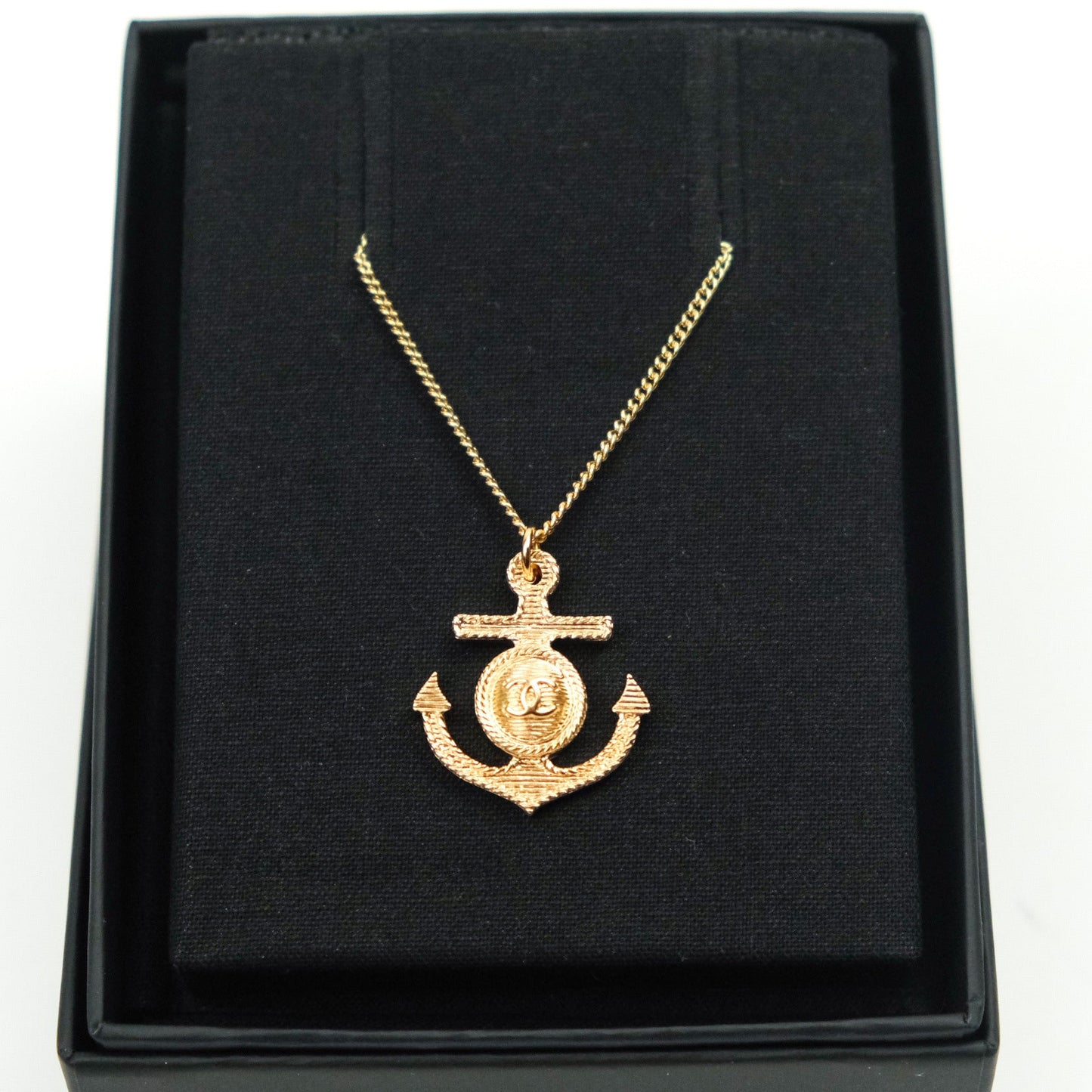 Chanel CC Anchor Pendant Gold Necklace