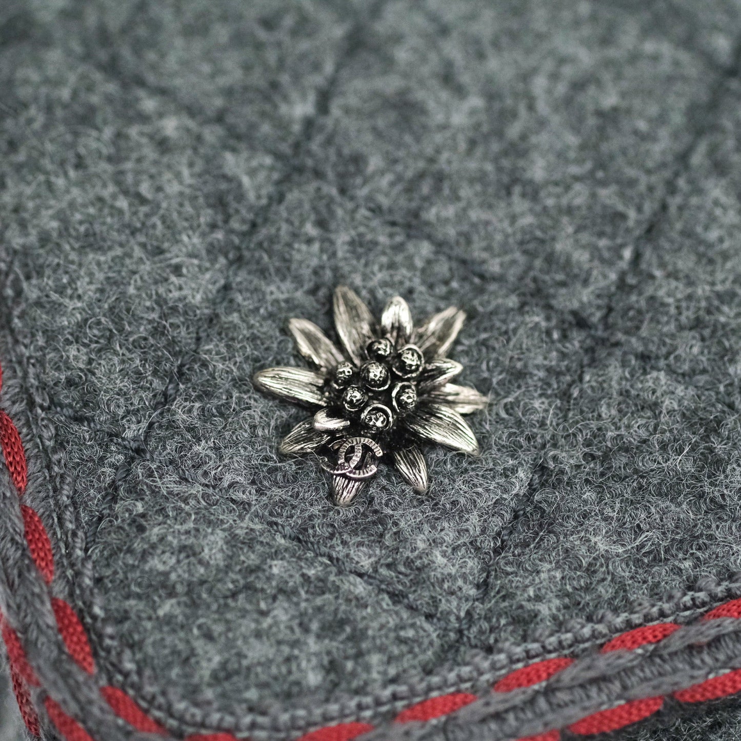 Chanel Jumbo Wool Flap Bag with Braid And Edelweiss in Grey