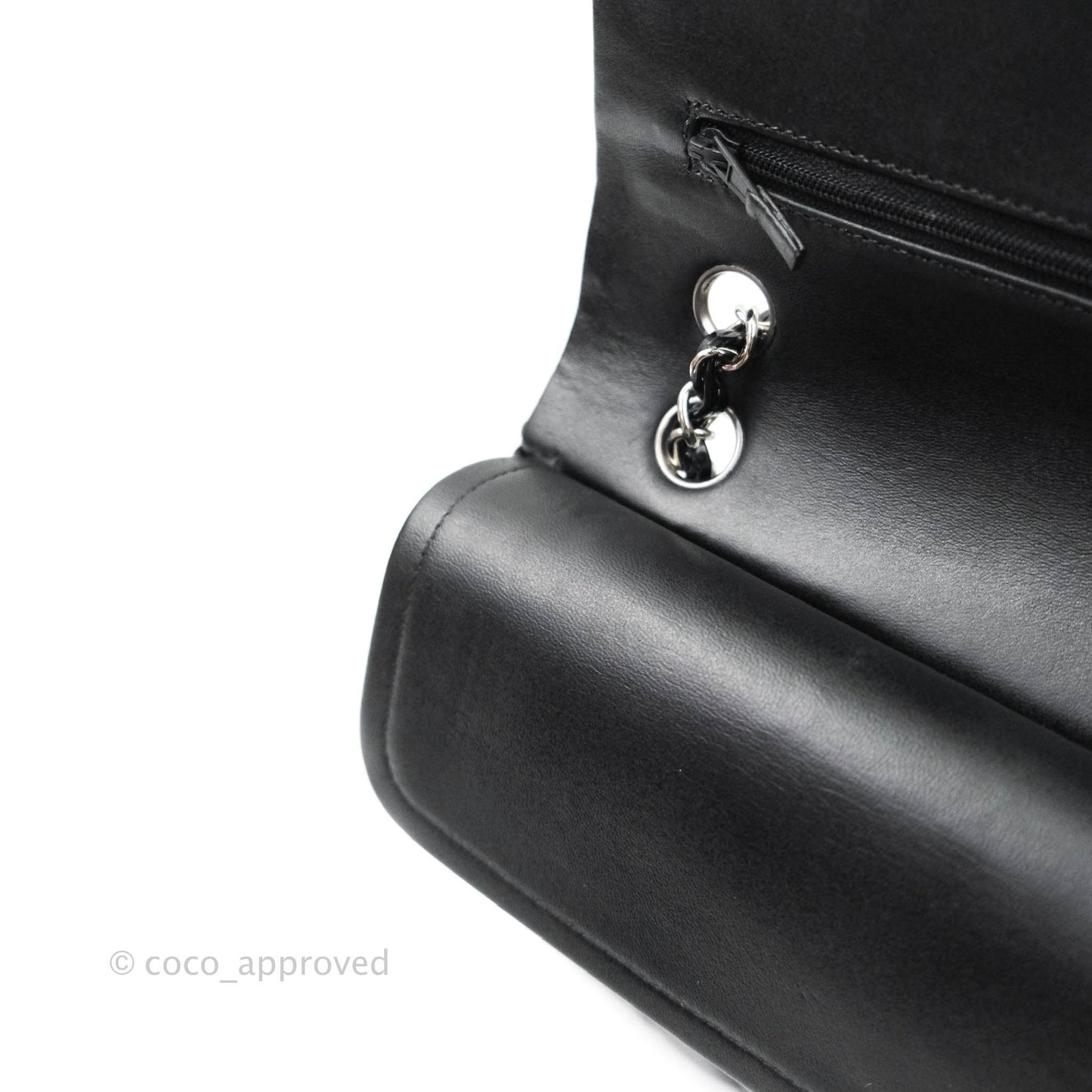 Chanel Classic M/L Medium Double Flap Bag Black Patent Silver Hardware