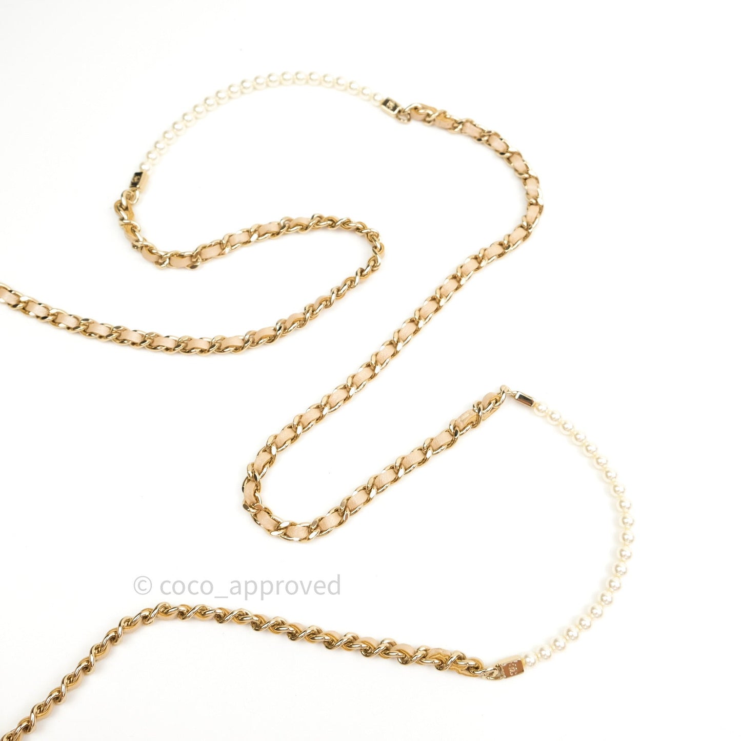 Chanel Quilted Beige Iridescent Lambskin Pearl Wallet On Chain WOC