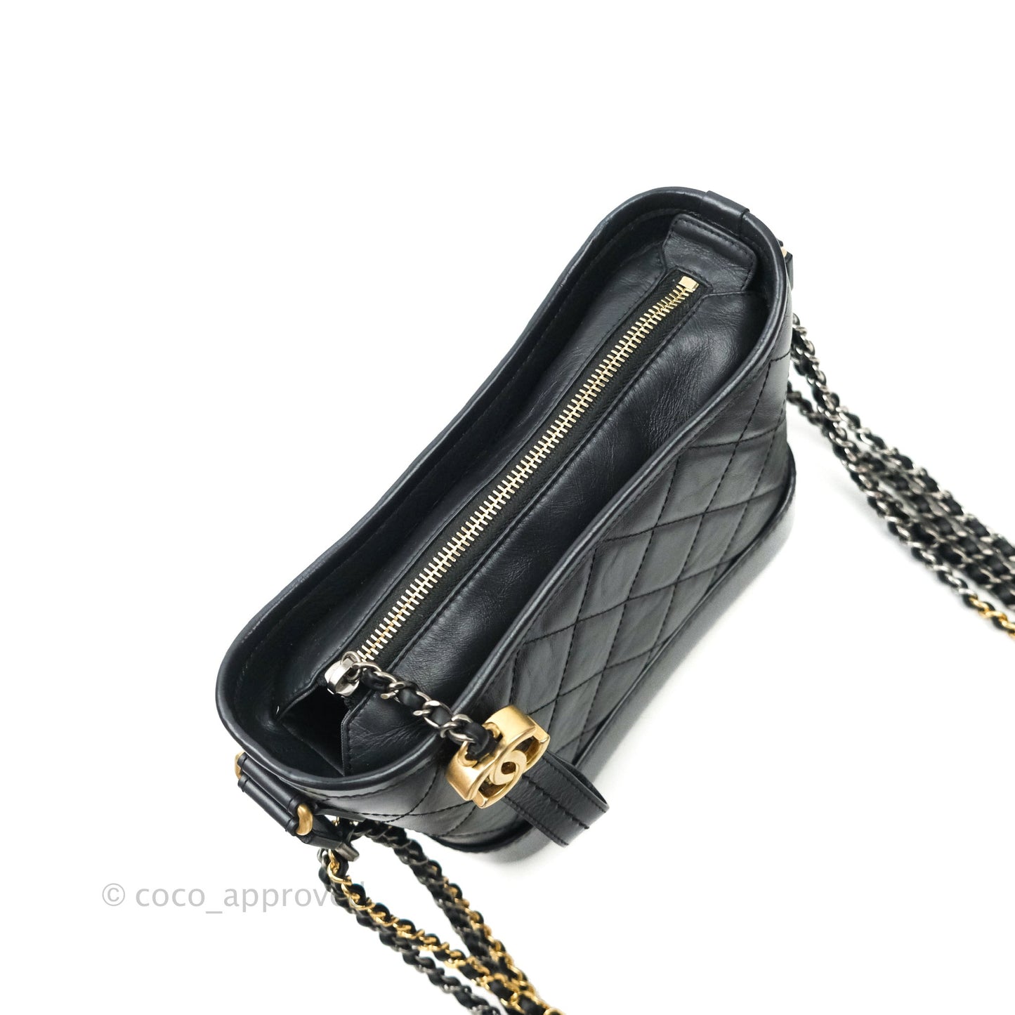 Chanel Quilted Small Gabrielle Hobo Grey Calfskin Mixed Hardware