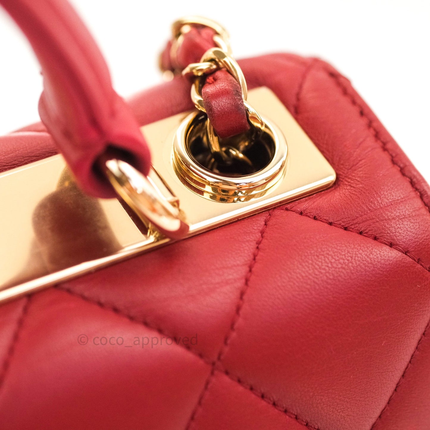Chanel Quilted Small Trendy CC Flap Bag Red Lambskin Gold Hardware
