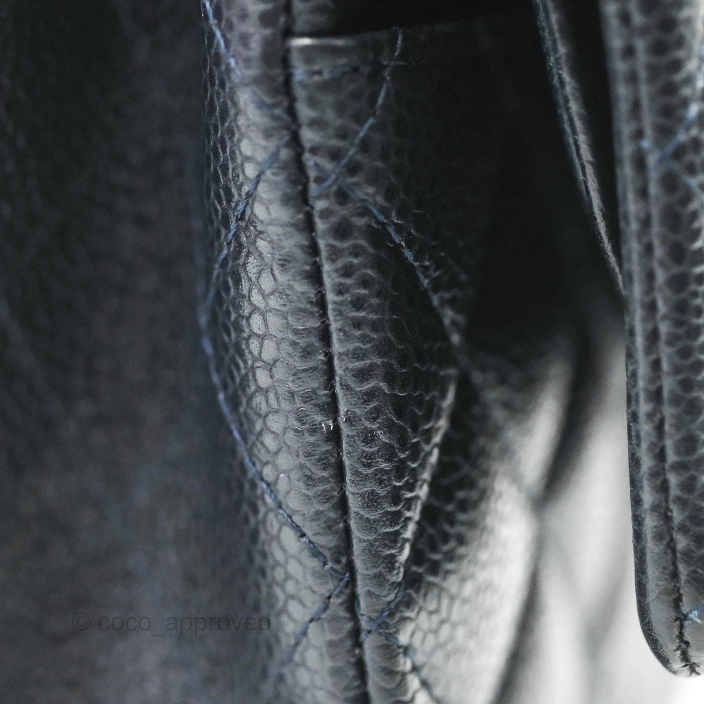Chanel Quilted M/L Medium Double Flap Very Dark Navy Caviar Silver Hardware