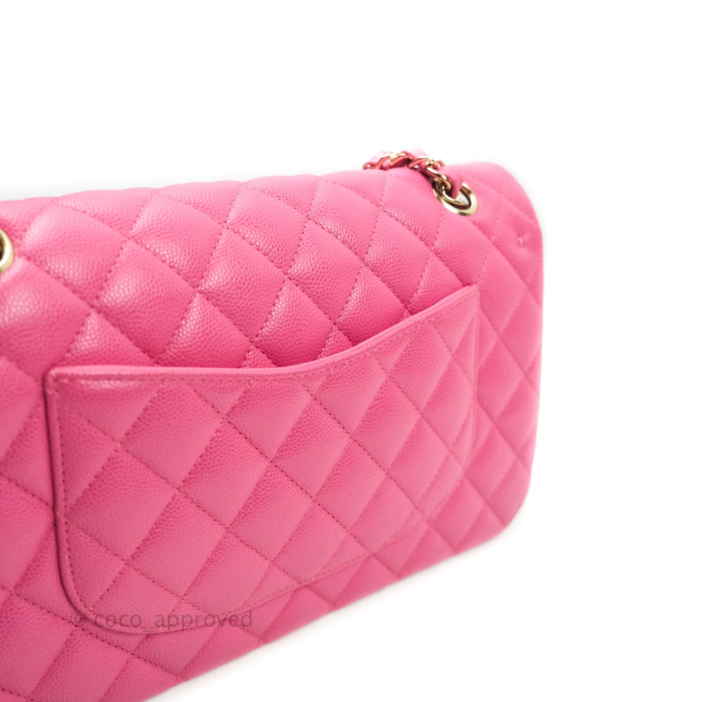 Chanel Classic M/L Medium Double Flap Bag Pink Caviar Gold Hardware 19C