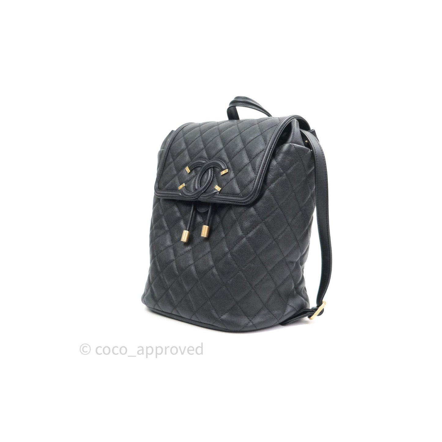 Chanel Quilted Filigree Backpack Black Caviar