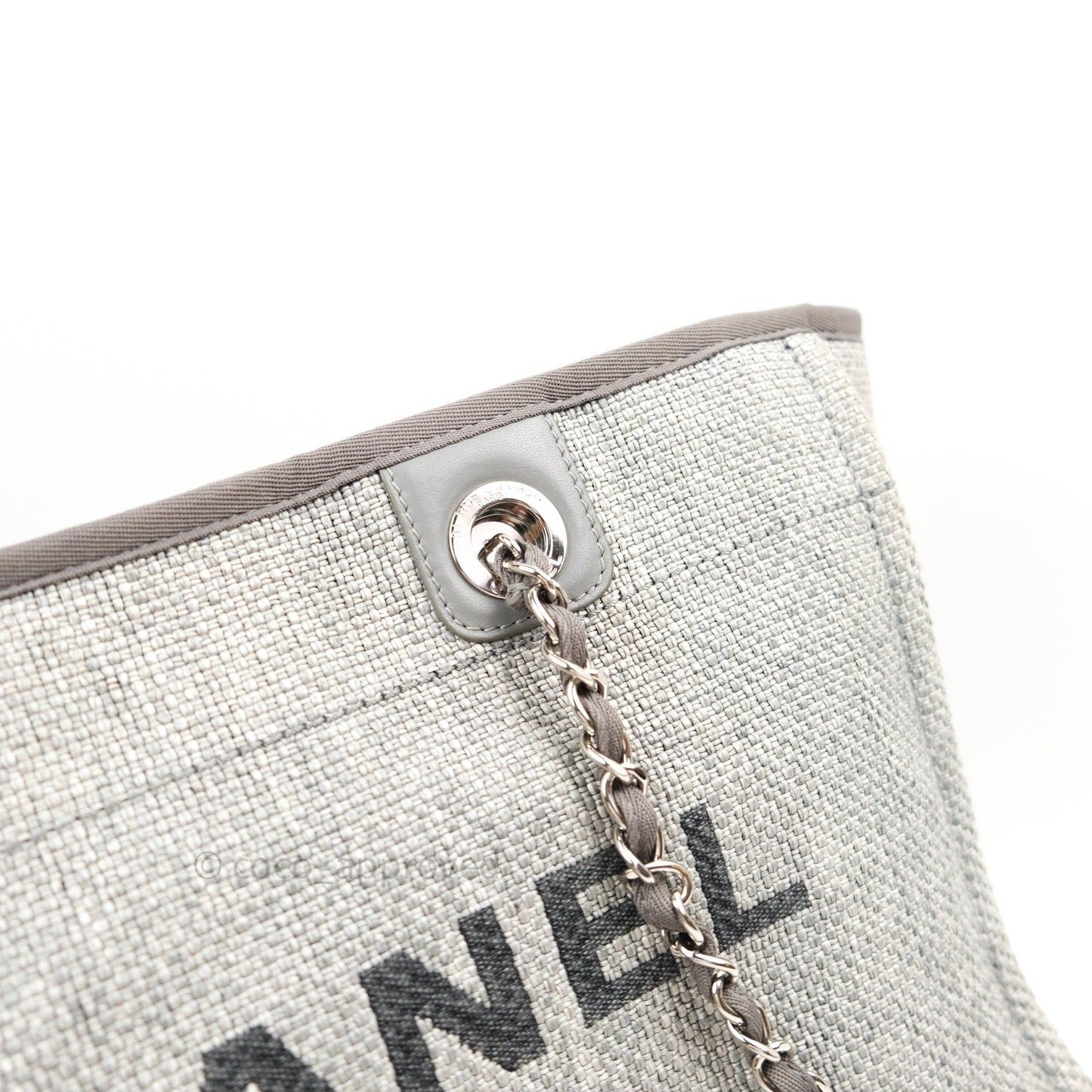 Chanel Canvas Deauville Medium Tote Grey