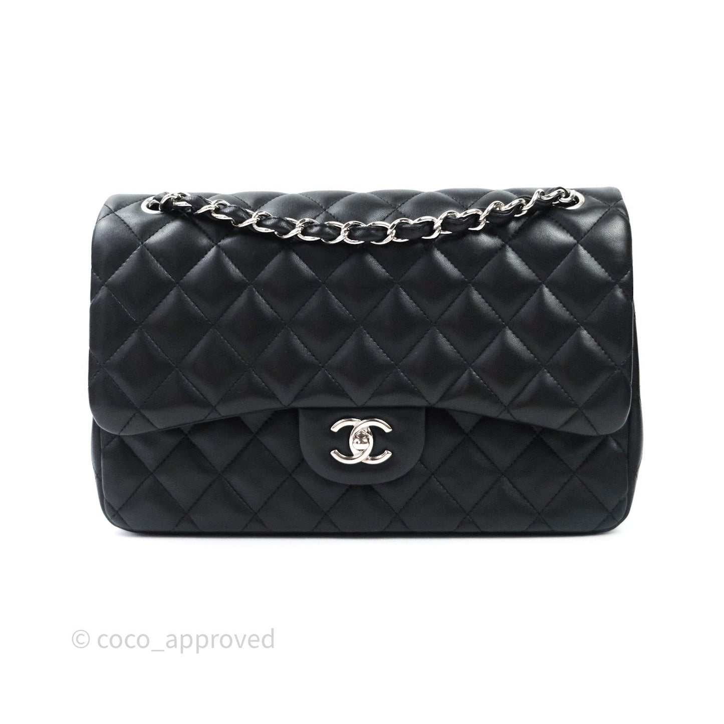 Chanel Jumbo Double Flap Black Lambskin Silver Hardware⁣⁣