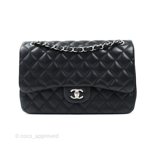 Chanel Jumbo Double Flap Black Lambskin Silver Hardware⁣⁣
