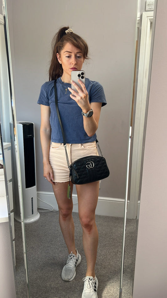 Luxury Gucci Aria GG Blue Marmont Small Shoulder Bag ( 1250)