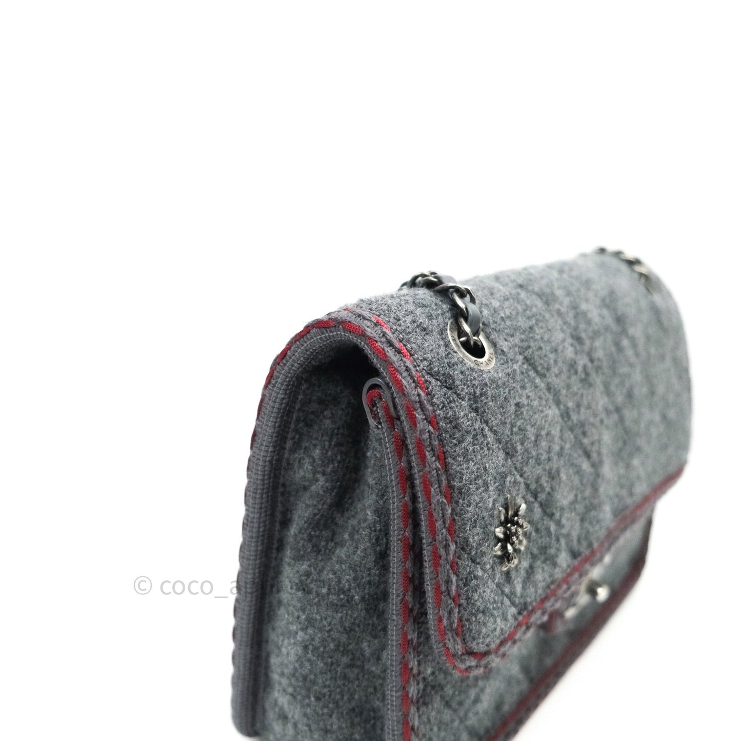 Chanel Jumbo Wool Flap Bag with Braid And Edelweiss in Grey
