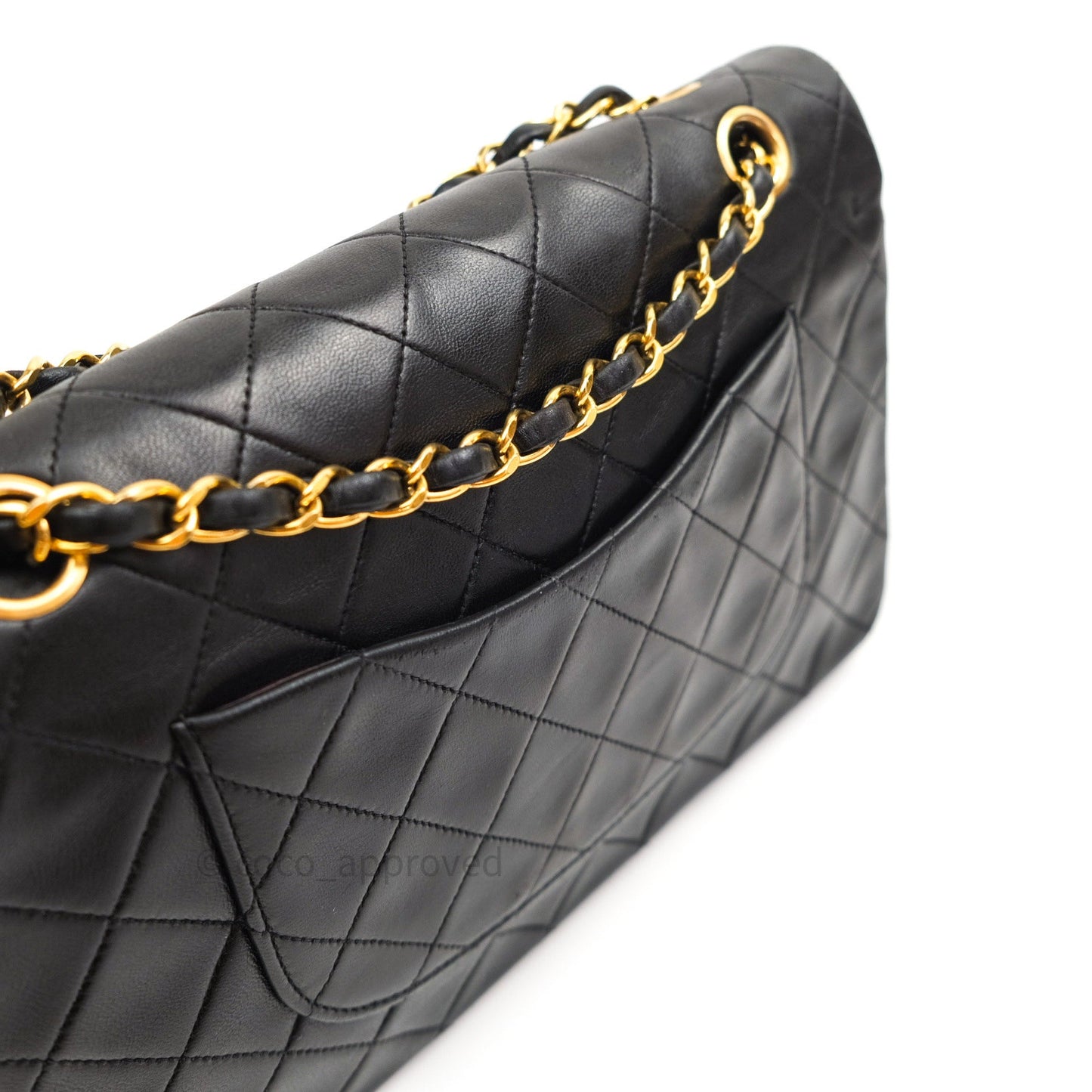 Chanel Vintage Classic Double Flap M/L Black Lambskin 24K Gold Hardware