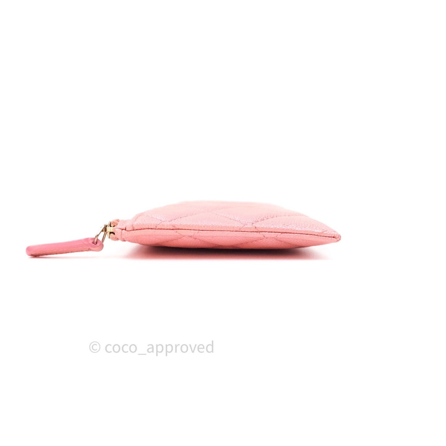Chanel Iridescent Caviar O Case Phone Case Pouch Card Holder Pink Light Gold Hardware