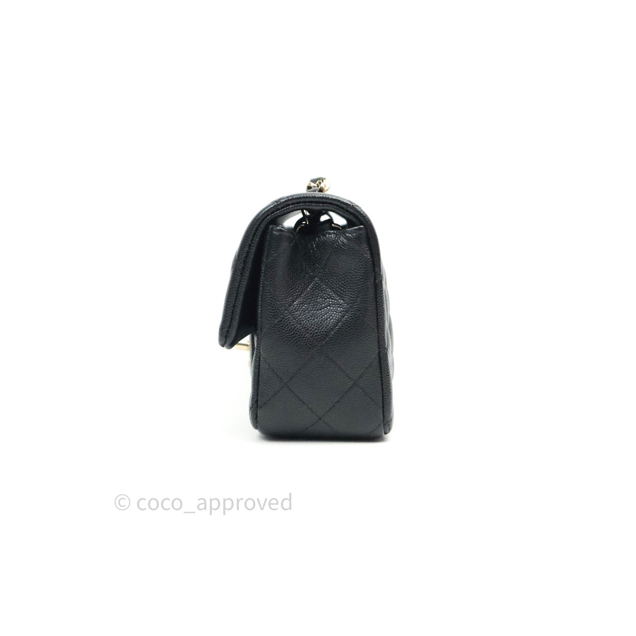Chanel Quilted Mini Rectangular Black Caviar Gold Hardware 18B