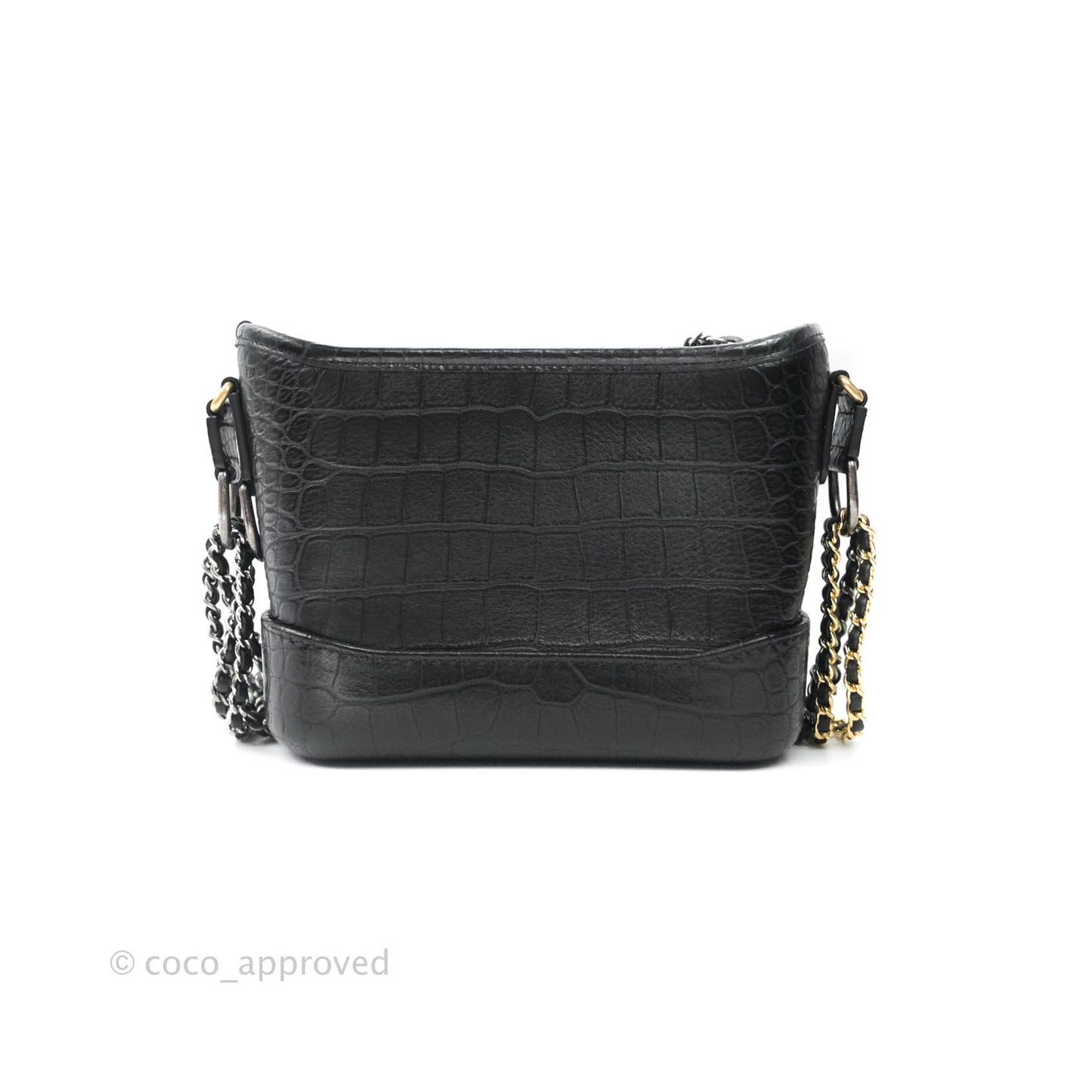 Chanel Crocodile Embossed Calfskin Small Gabrielle Cocodile Hobo Black