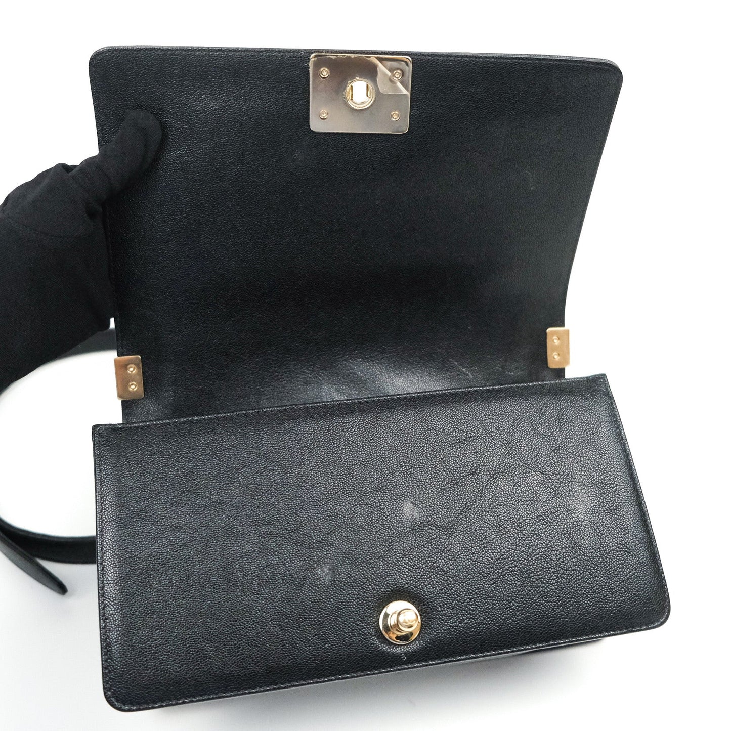 Chanel Boy Chevron Medium Black Caviar Gold Hardware