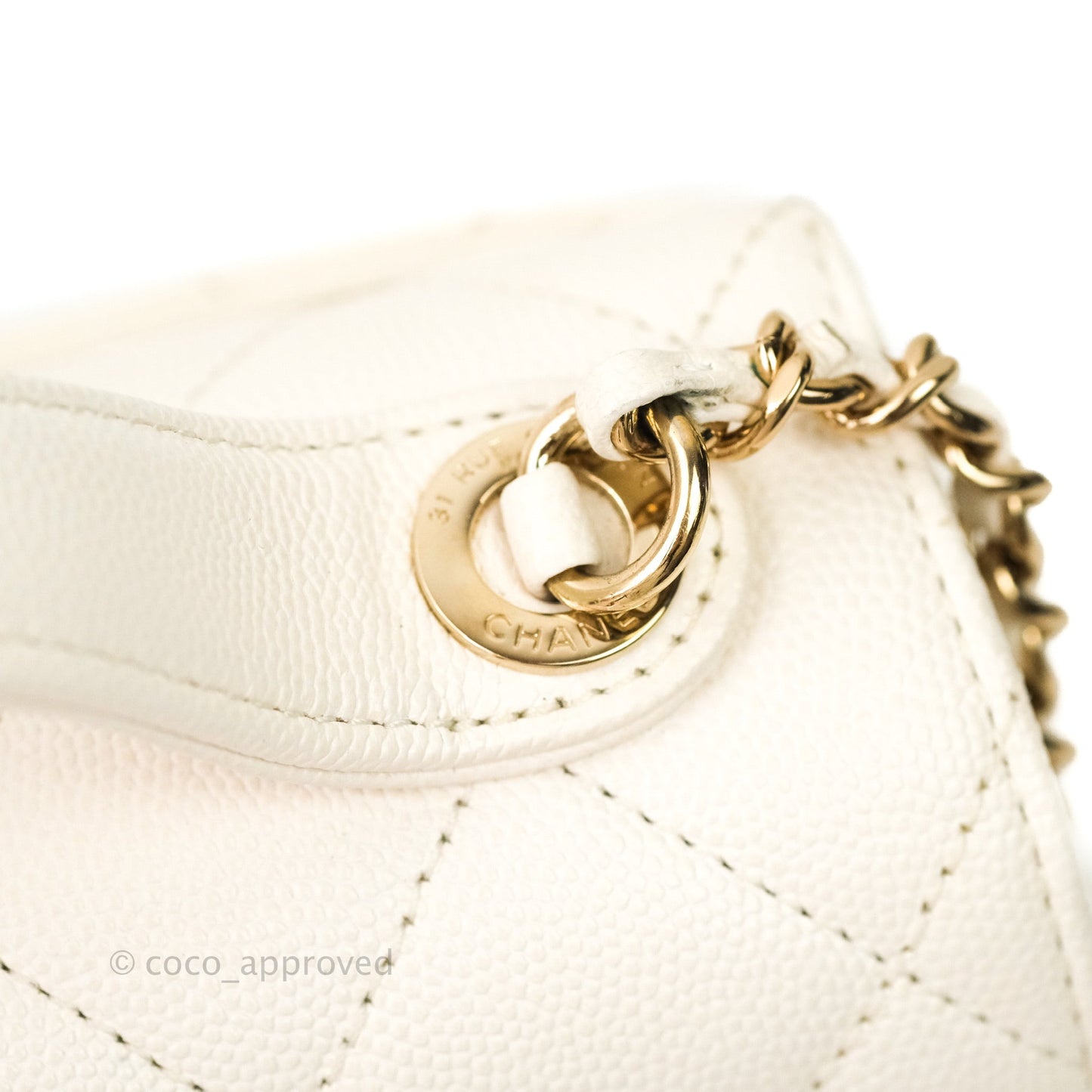 Chanel Quilted Small Business Affinity Flap Ivory Caviar Light Gold Hardware