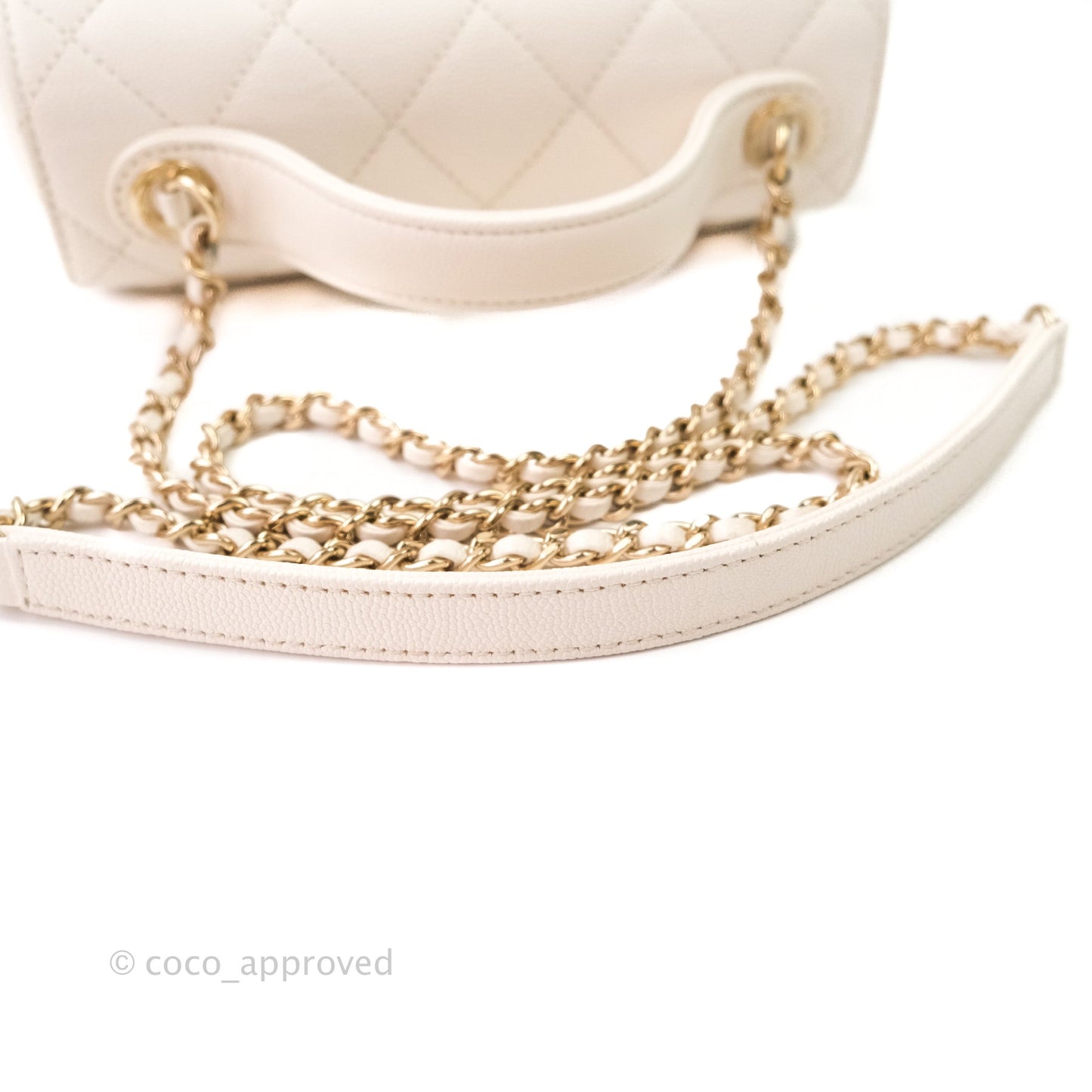 Chanel Quilted Small Business Affinity Flap Ivory Caviar Light Gold Hardware