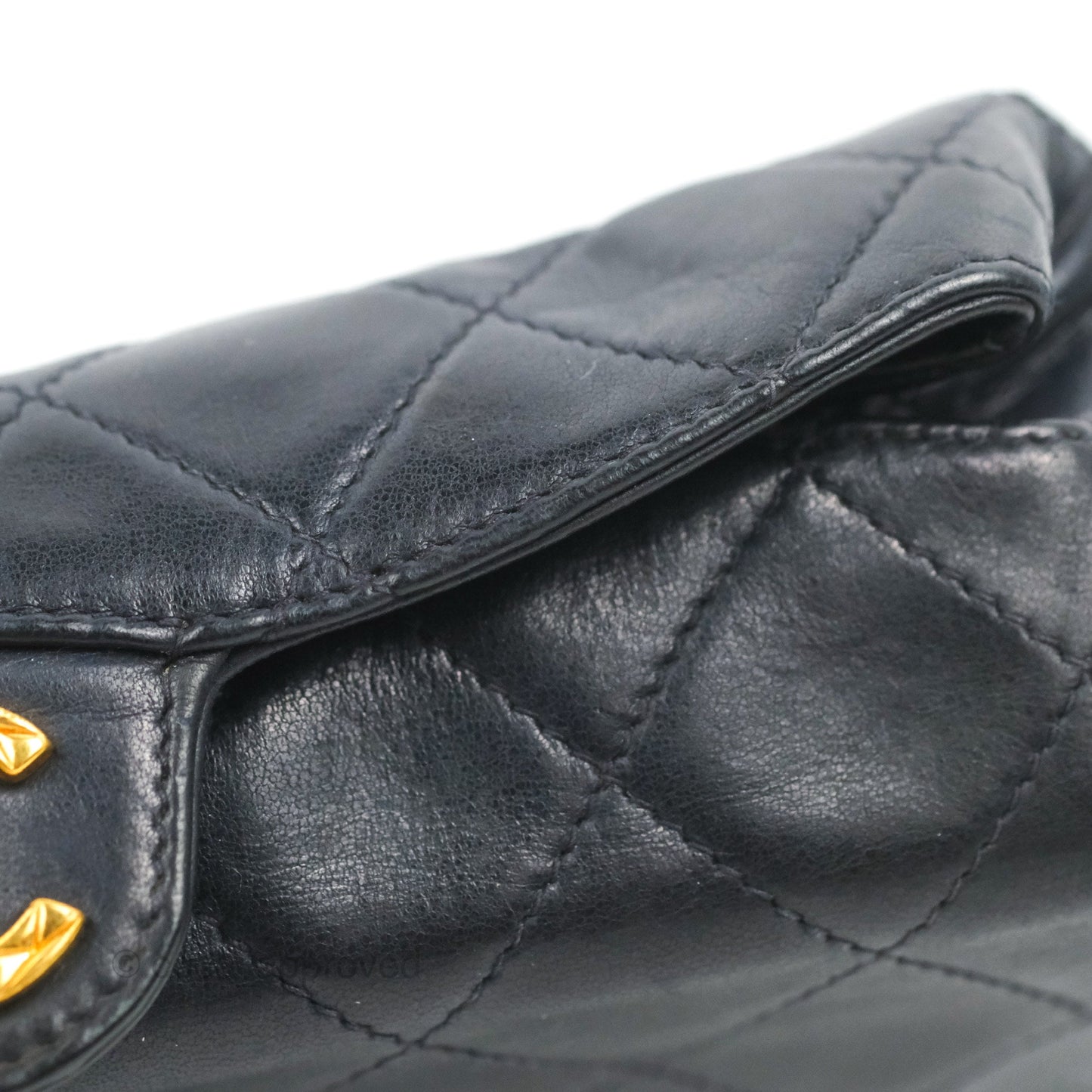 Chanel Vintage CC Box Shoulder Bag Navy Lambskin Gold Hardware