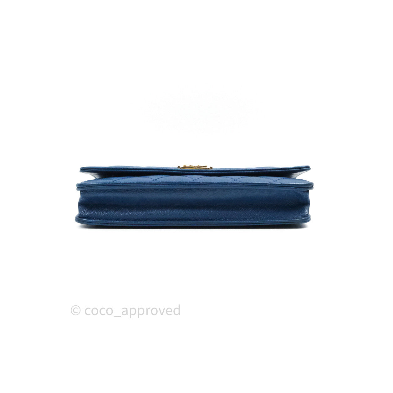 Chanel Quilted Boy Wallet on Chain WOC Blue Caviar Gold Hardware