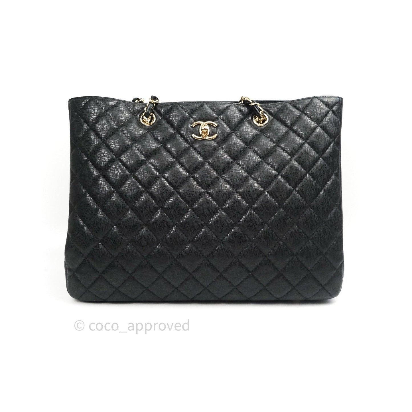 Chanel Quilted Timeless Tote Black Caviar Gold Hardware