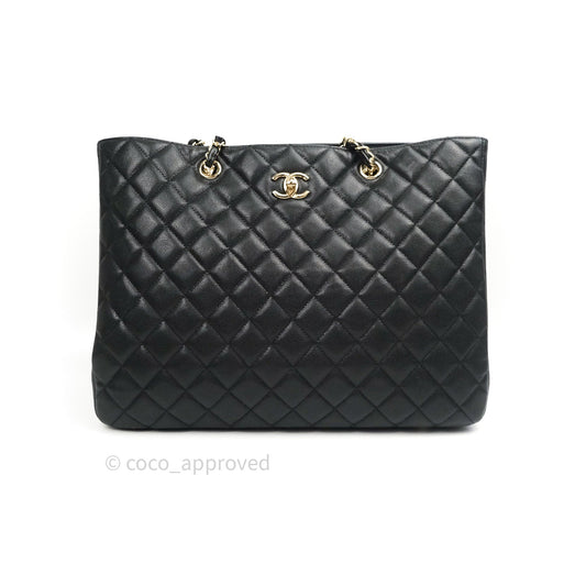 Chanel Quilted Timeless Tote Black Caviar Gold Hardware