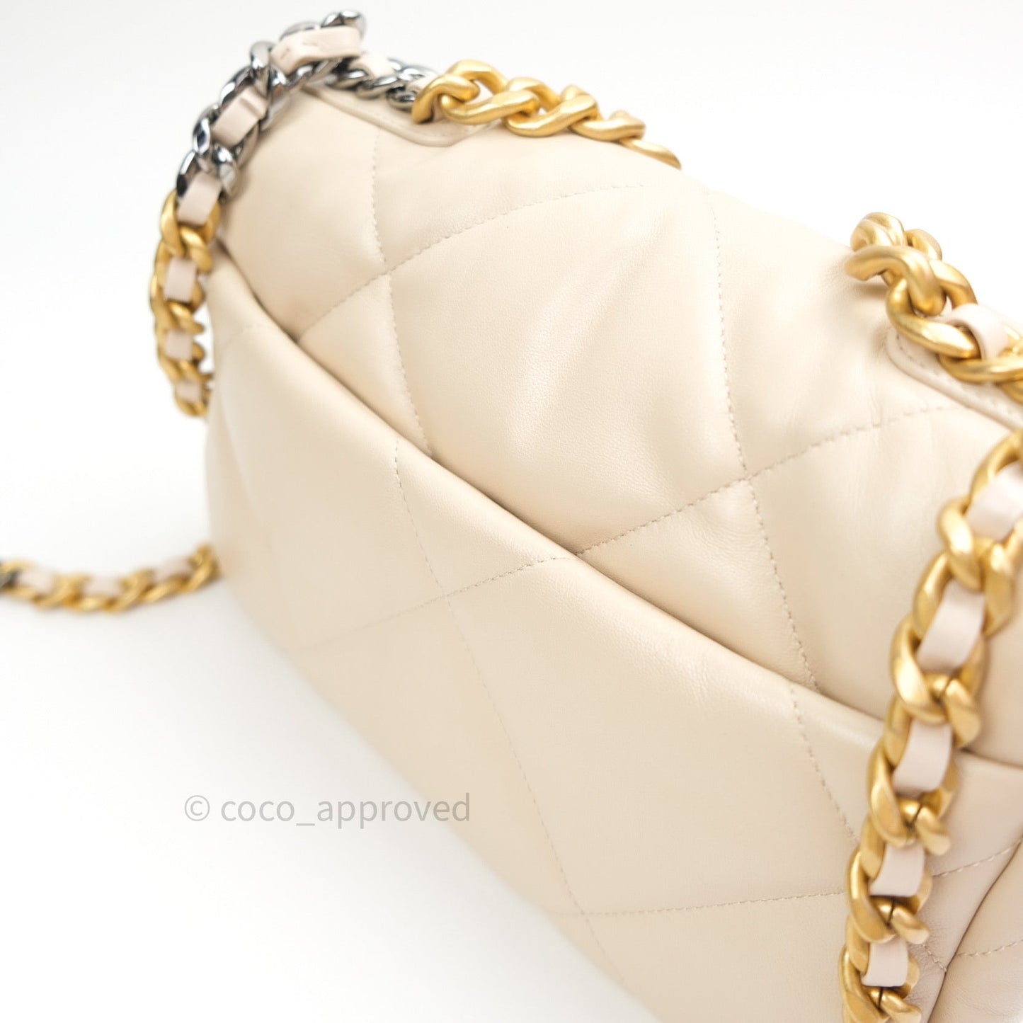 Chanel 19 Small Beige Goatskin Mixed Hardware